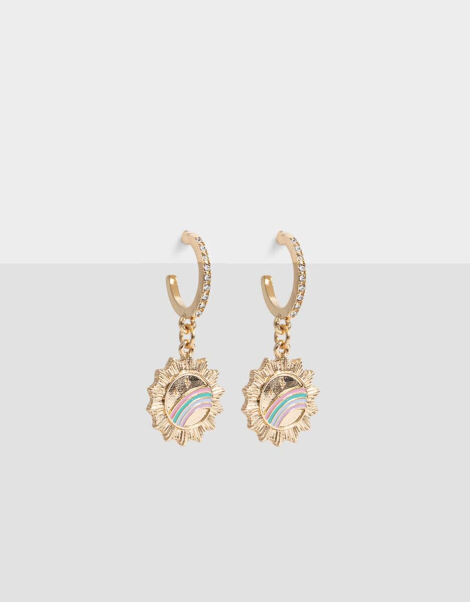 Aros Argollas Arcoíris - Dorado 