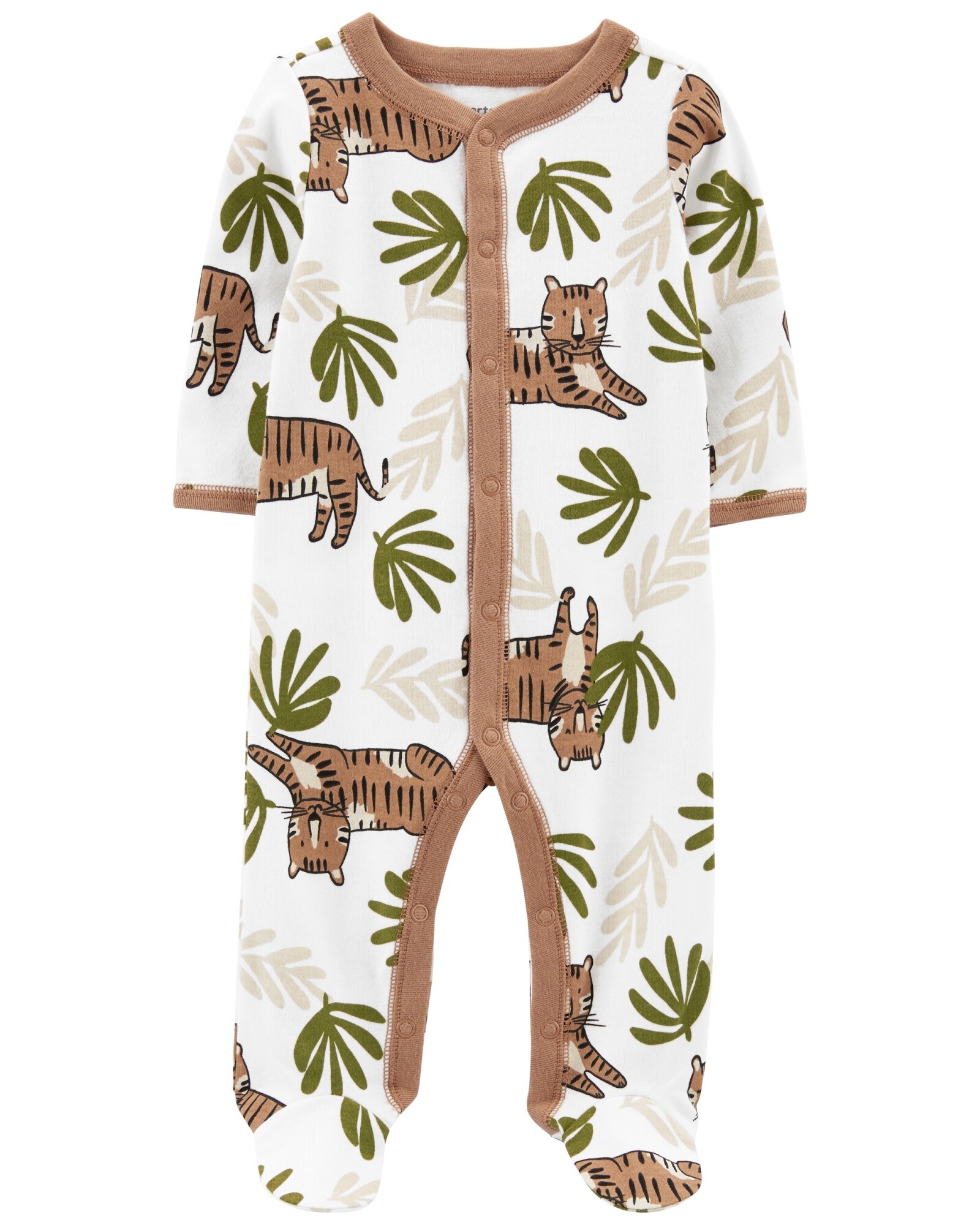 Pijama una pieza de algodón con pie diseño tigres 0