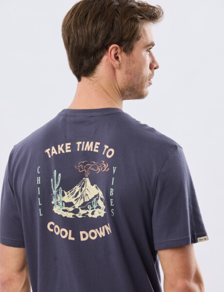 REMERA ESTAMPADA DE ALGODÓN Azul
