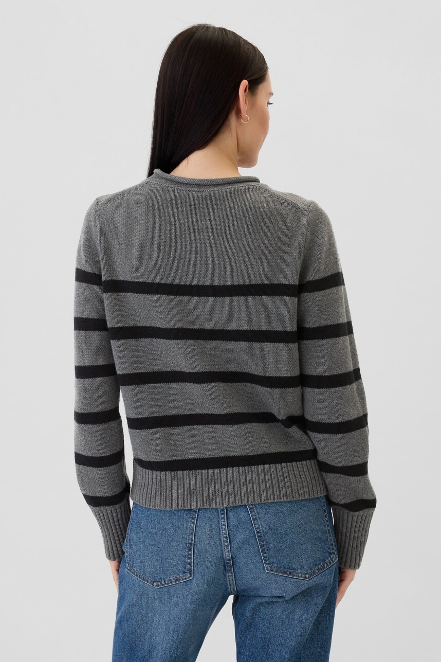 Buzo Algodón Mujer Grey Stripe