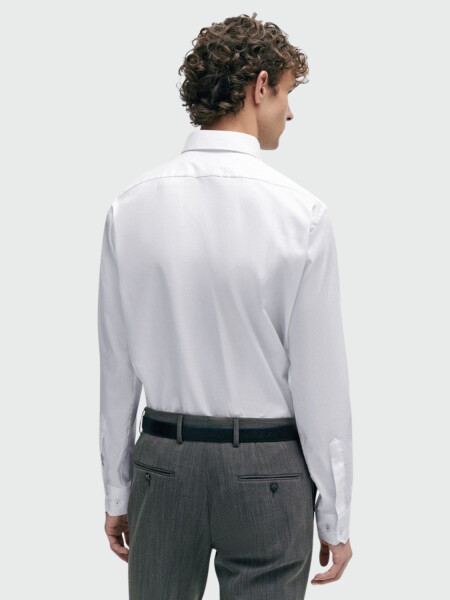 BOSS - Camisa regular fit de algodón de fácil planchado, H-JOE-KENT Blanco