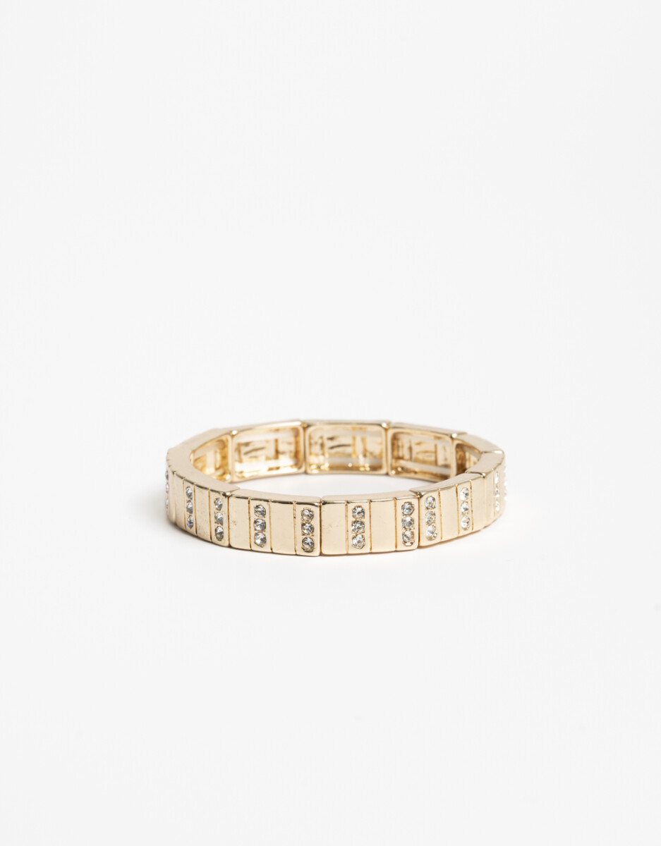 Pulsera Elástica Metal Y Strass 