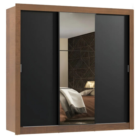 Ropero Placard 3 Puertas Corredizas 1 Espejo Monaco Negro