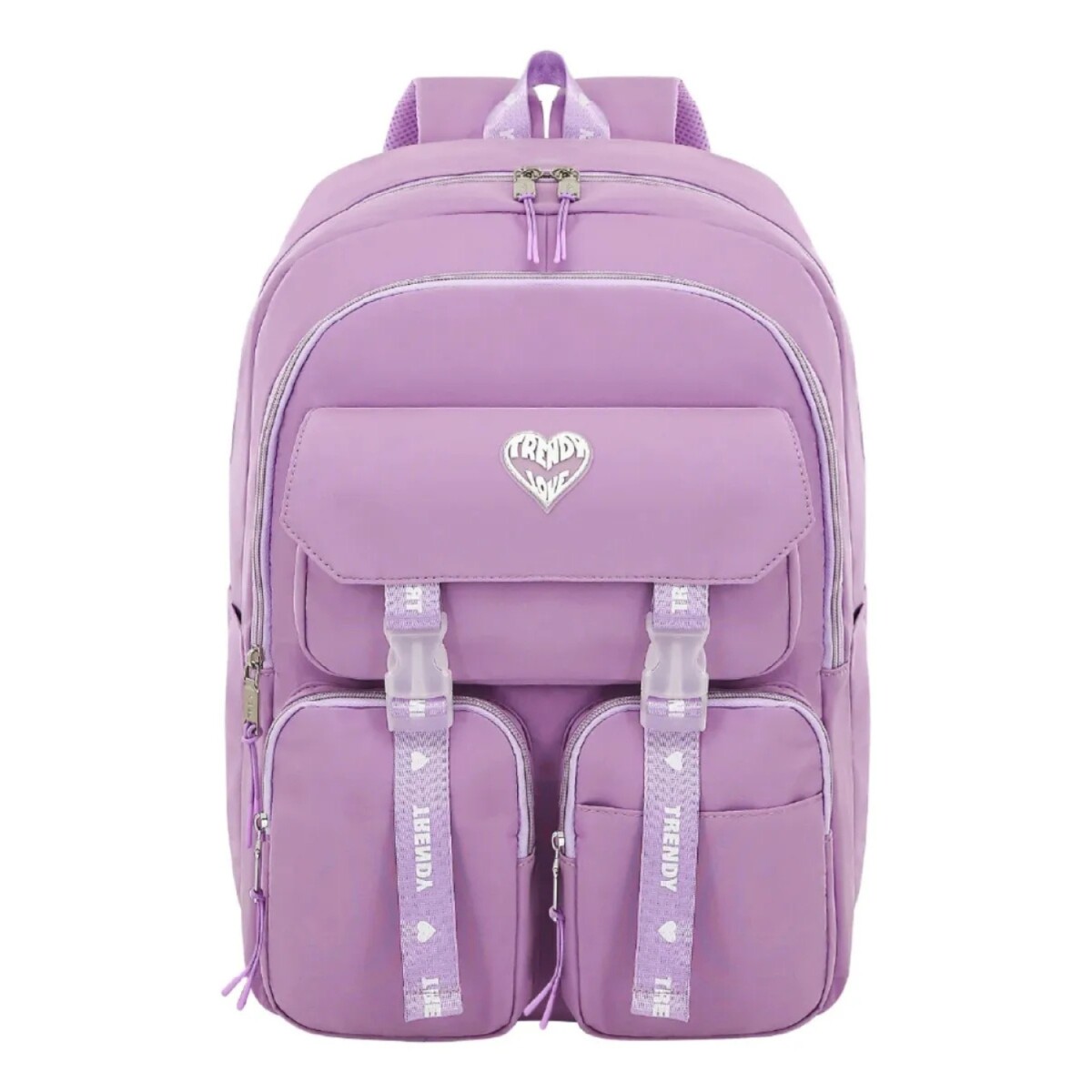 Mochila Trendy Urbana Dama Liviana Con Bolsillos - Lila 