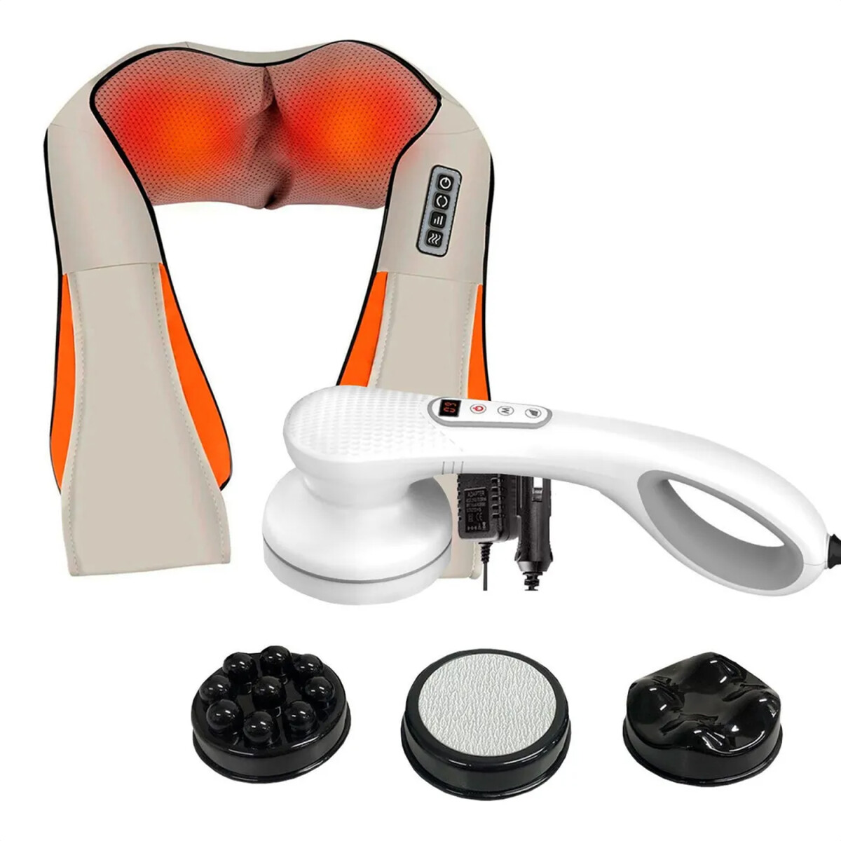 Masajeador Corporal 3 Cabezales + Masajeador Shiatsu Con Infrarrojo - PK MASAJEADOR CORP. MAXTOP MP-3000A + RE 