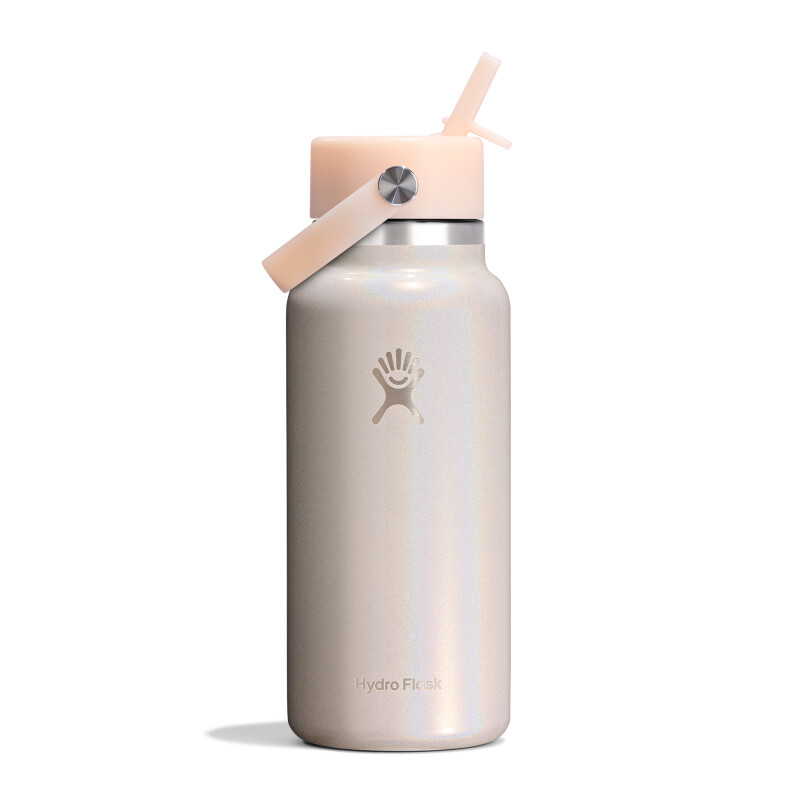32 oz Wide Mouth with Flex Straw Cap Glimmer Cream