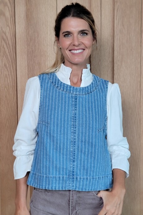 Chaleco Cadaqués Stripped raya celeste