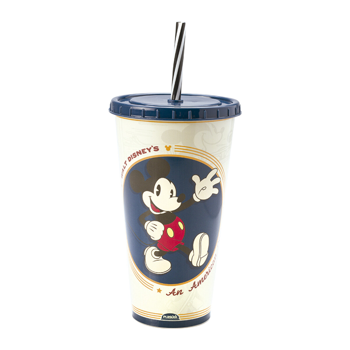 Vaso Plástico con Pajita Mickey 700 ml 