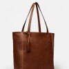 Shopper Vera En Cuero Vegetal Liso Tabaco