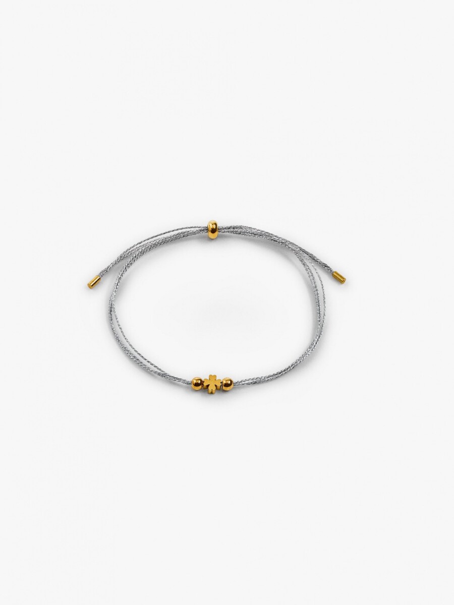 Pulsera Ajustable Bicolor Con Trébol - Acero Inoxidable gris
