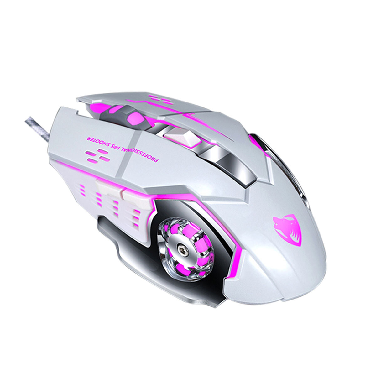 MOUSE GAMER CON CABLE TWOLF - V6 - BLANCO 