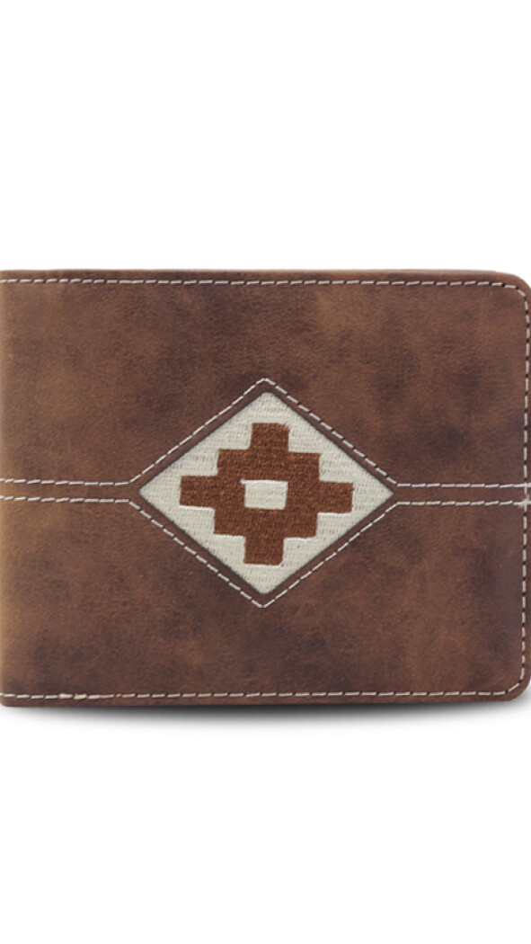 BILLETERA ODIN C/ BORDADO TABACO C/ CHOCOLATE