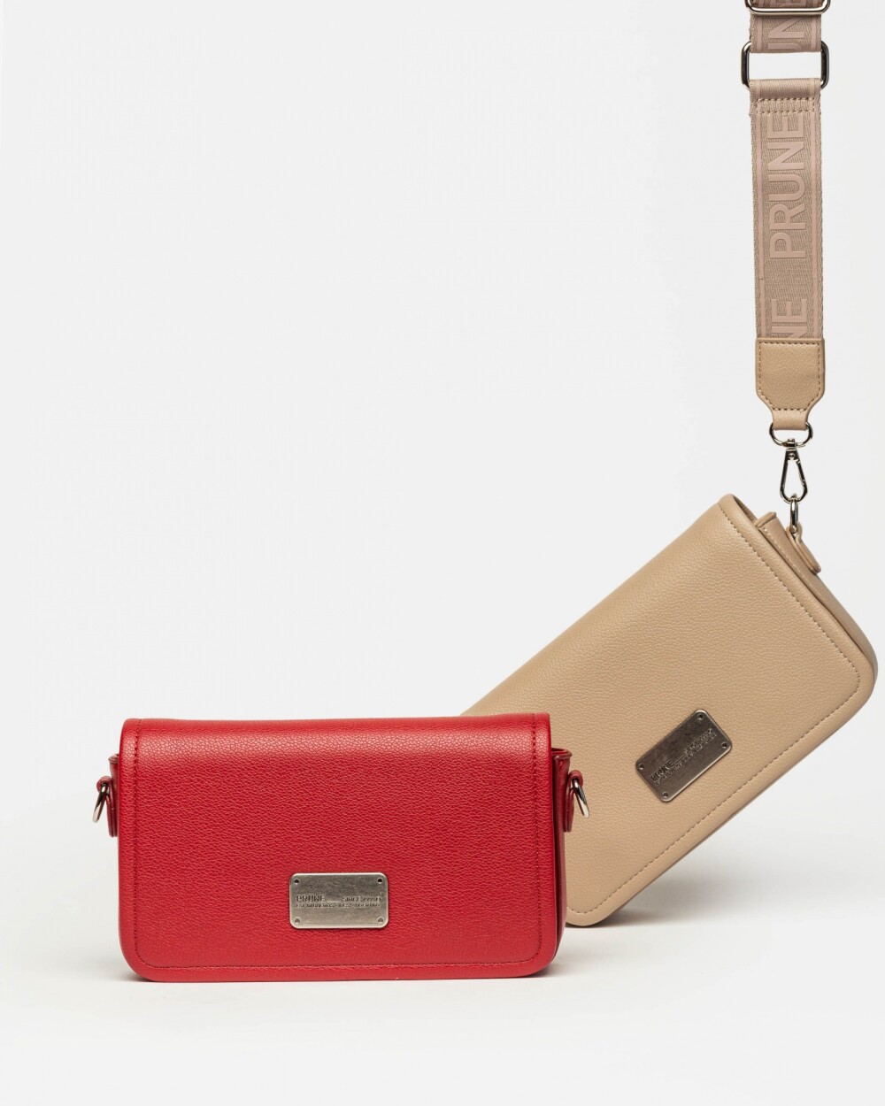 Bandolera Air en efecto cuero graneado Rojo