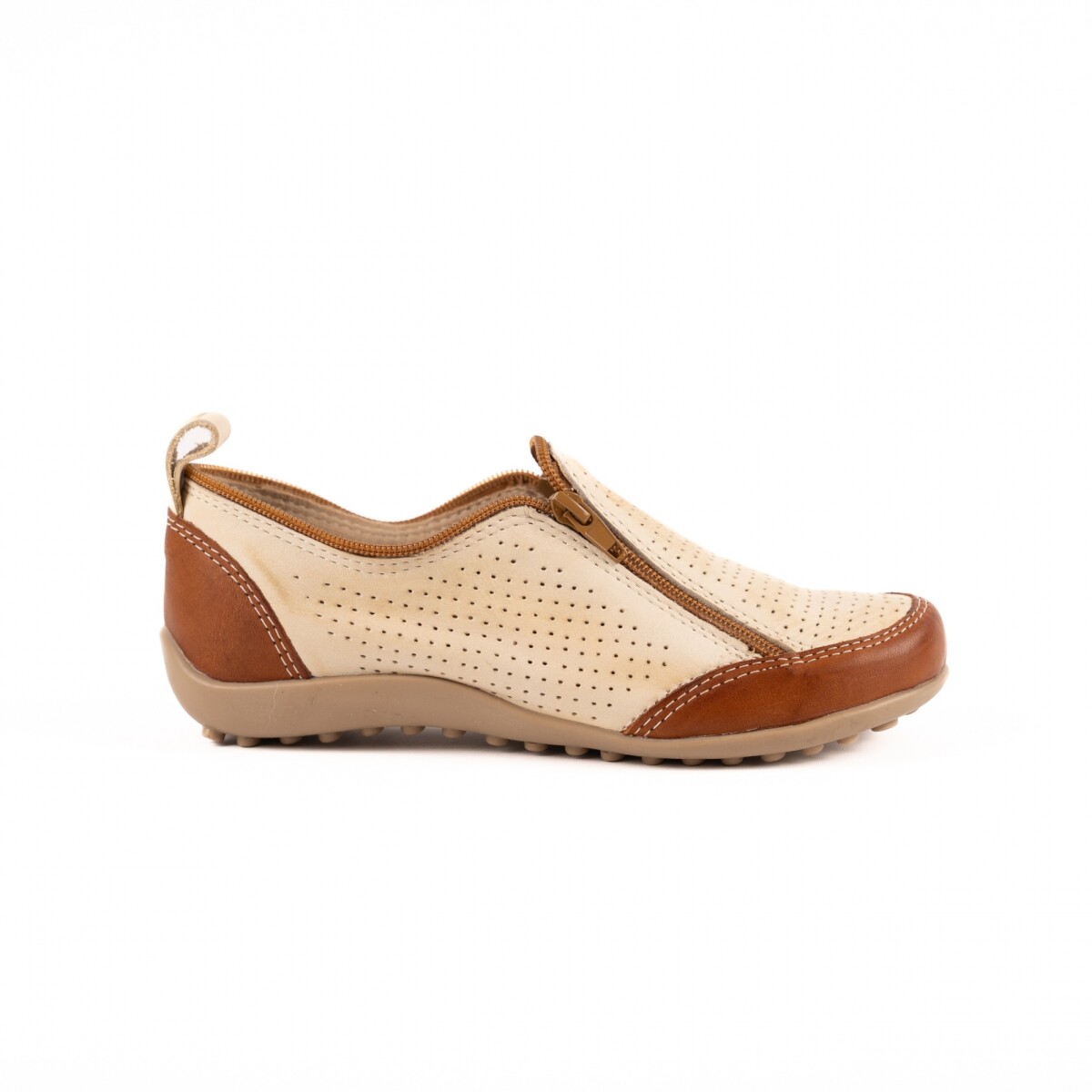 Zapato zipper calado - Natural combinado 