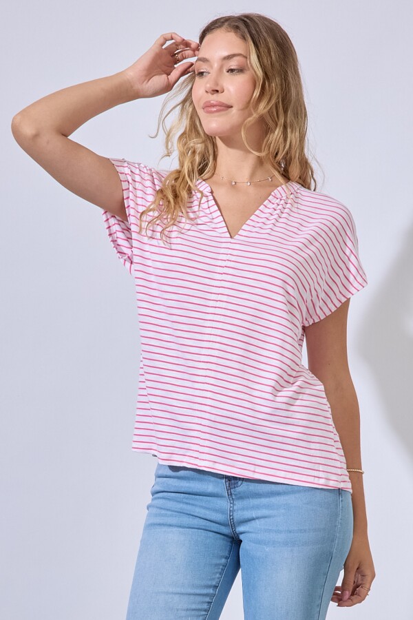 Remera Lineas FUCSIA