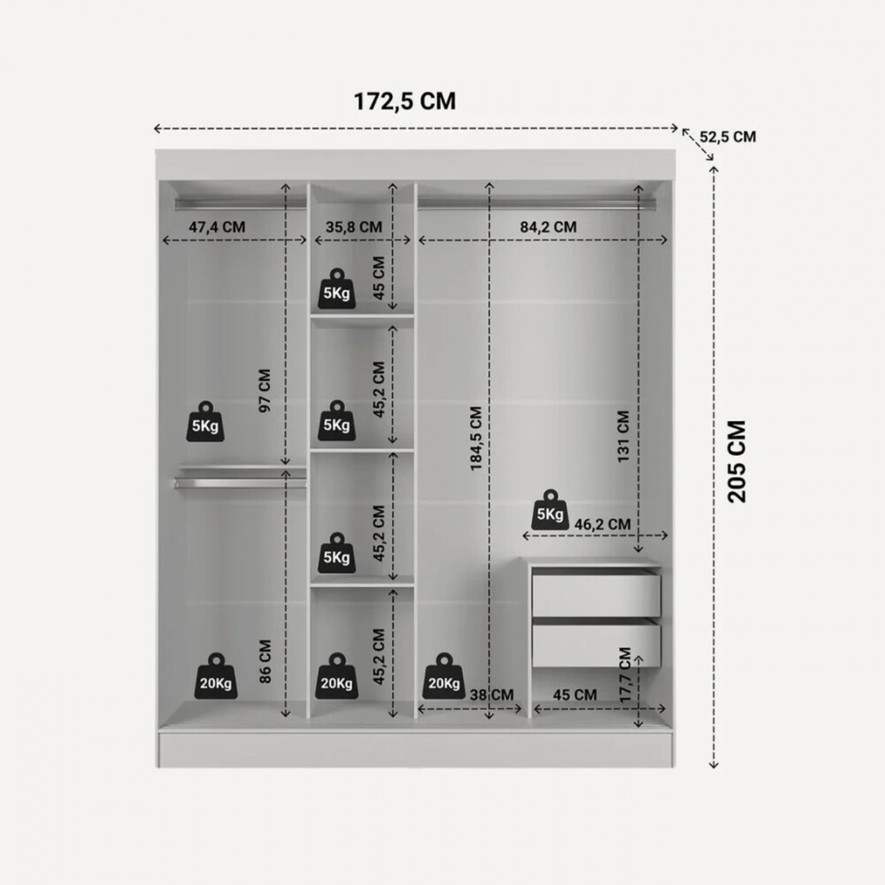 Ropero 3 Puertas Wardrobe Blanco Mate