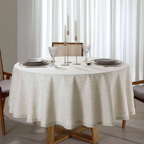 Mantel Redondo Lino Clean Dohler 200 cm Lunares
