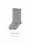 Calcetín alto liso gris medio Gris