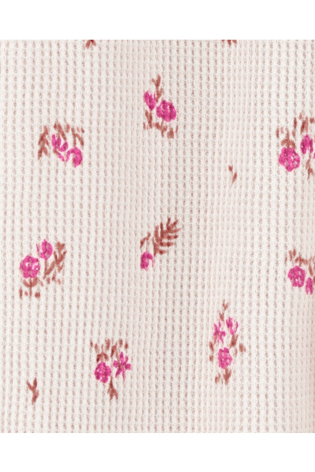 Pijama una pieza de algodón térmico, con pie, diseño floral Sin color