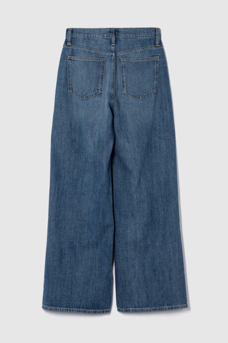 Jean Wide Leg Con Tachas Mujer Medium Wash