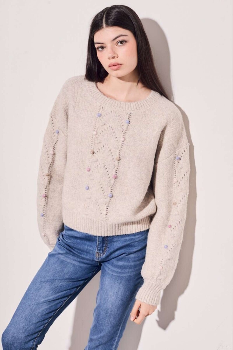 Sweater Texturado - Beige Melange 