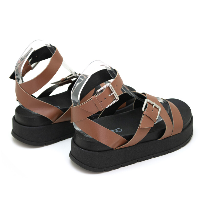 VIA UNO Sandalia Mujer Negro-marron