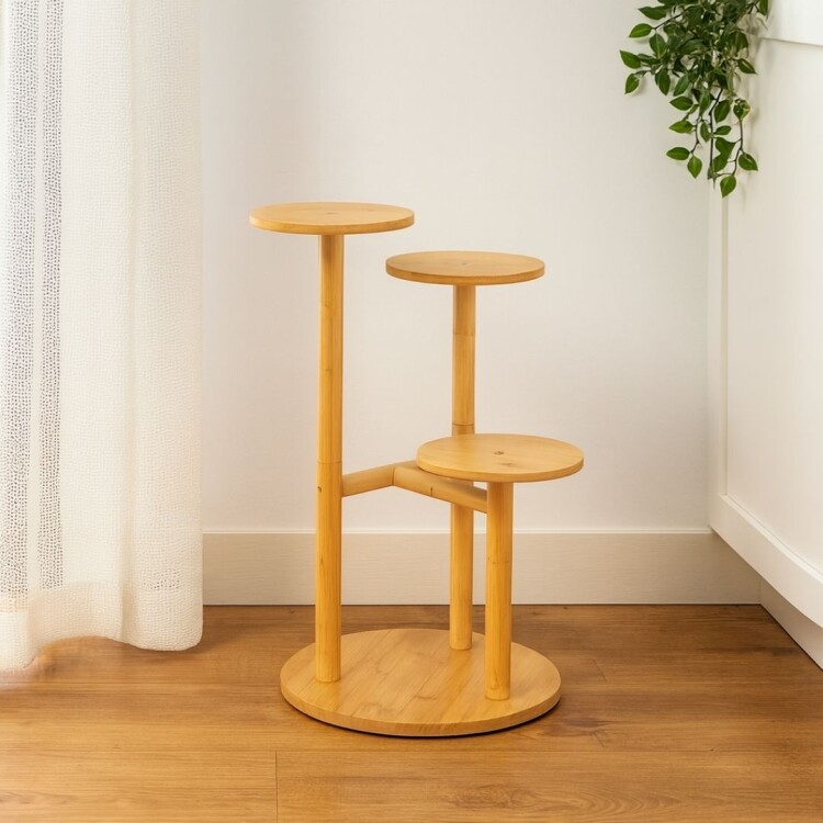 Soporte para macetas de madera 3 niveles redondo Soporte para macetas de madera 3 niveles redondo