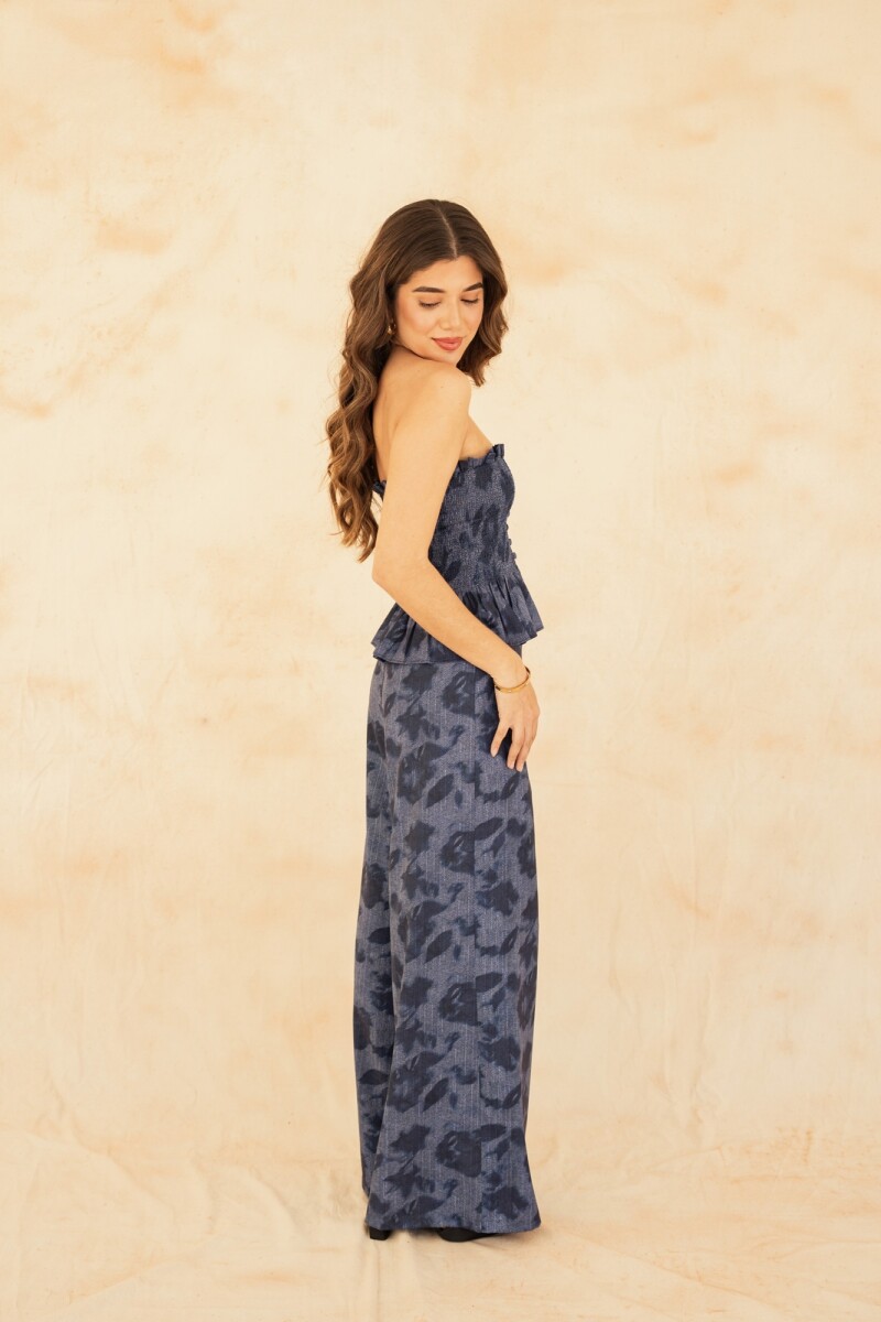 TOP SERENA BLUR DENIM FLOWERS 