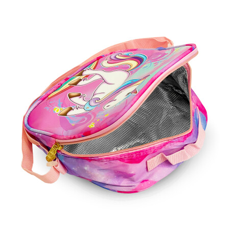 Mochila Escolar 3en1 Lunchera + Cartuchera Infantil Rosado Unicornio