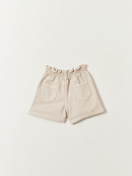 Short jean paper bag Beige