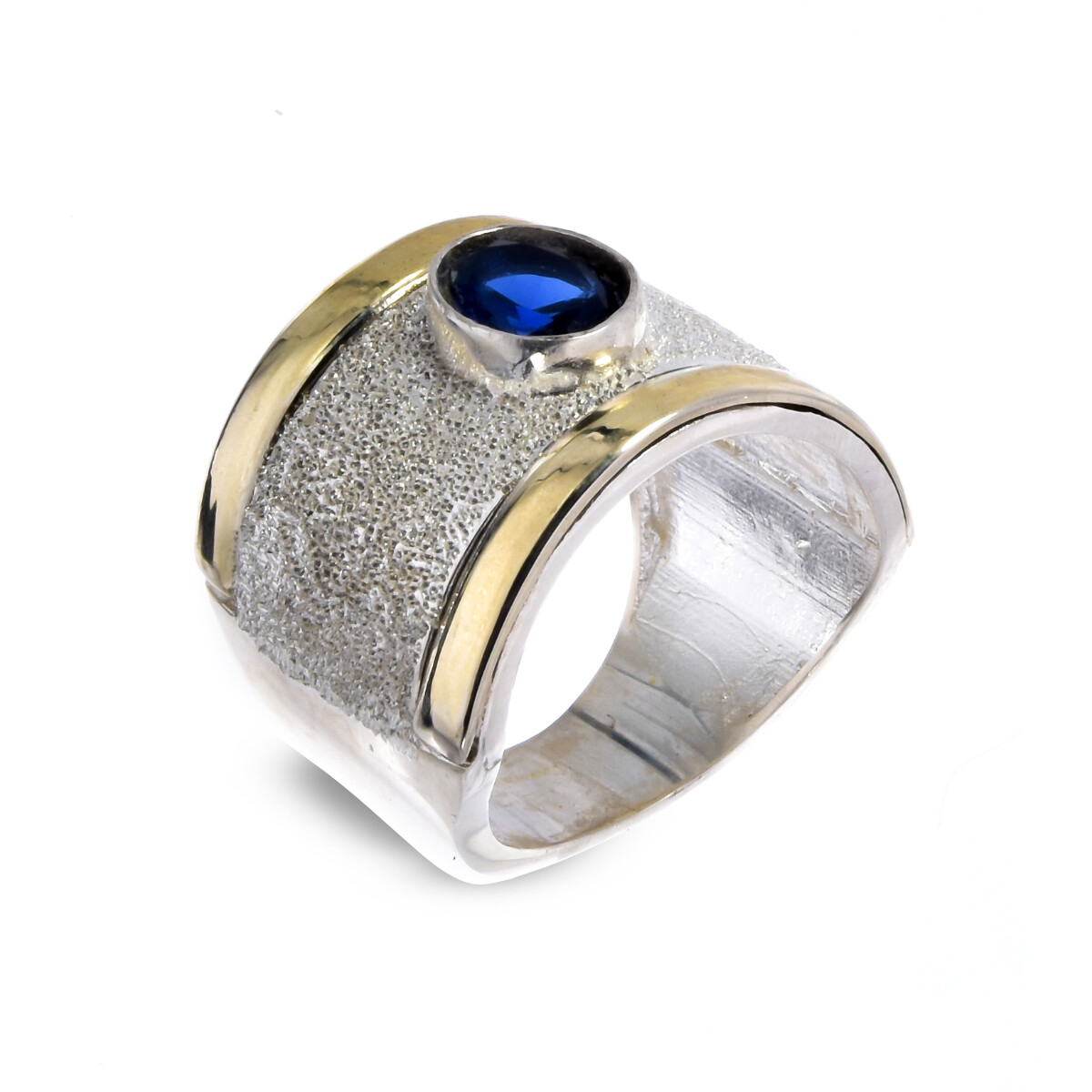Anillo de plata 925 y double en oro 18 ktes con circonia. 