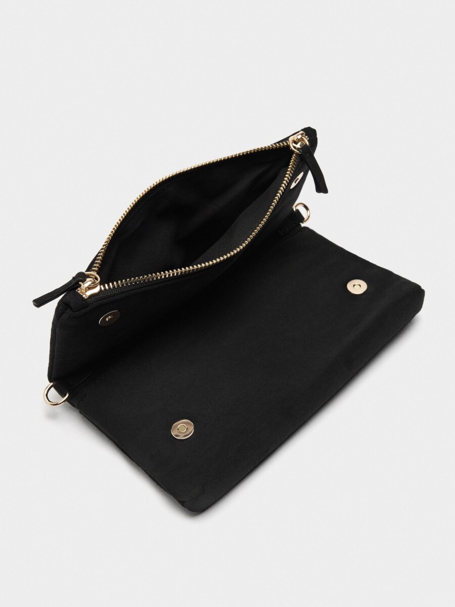 Bolso Bandolera Efecto Piel Con Solapa negro