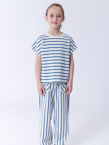Pantalón con bolsillos rayas Azul