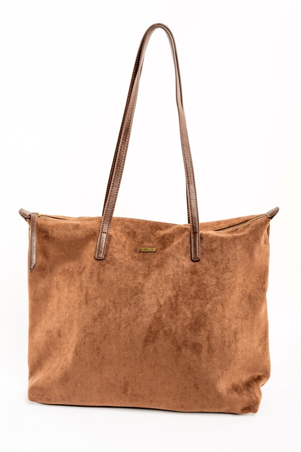 Travel Bag Gamuza Vegana Con Cierre Chocolate