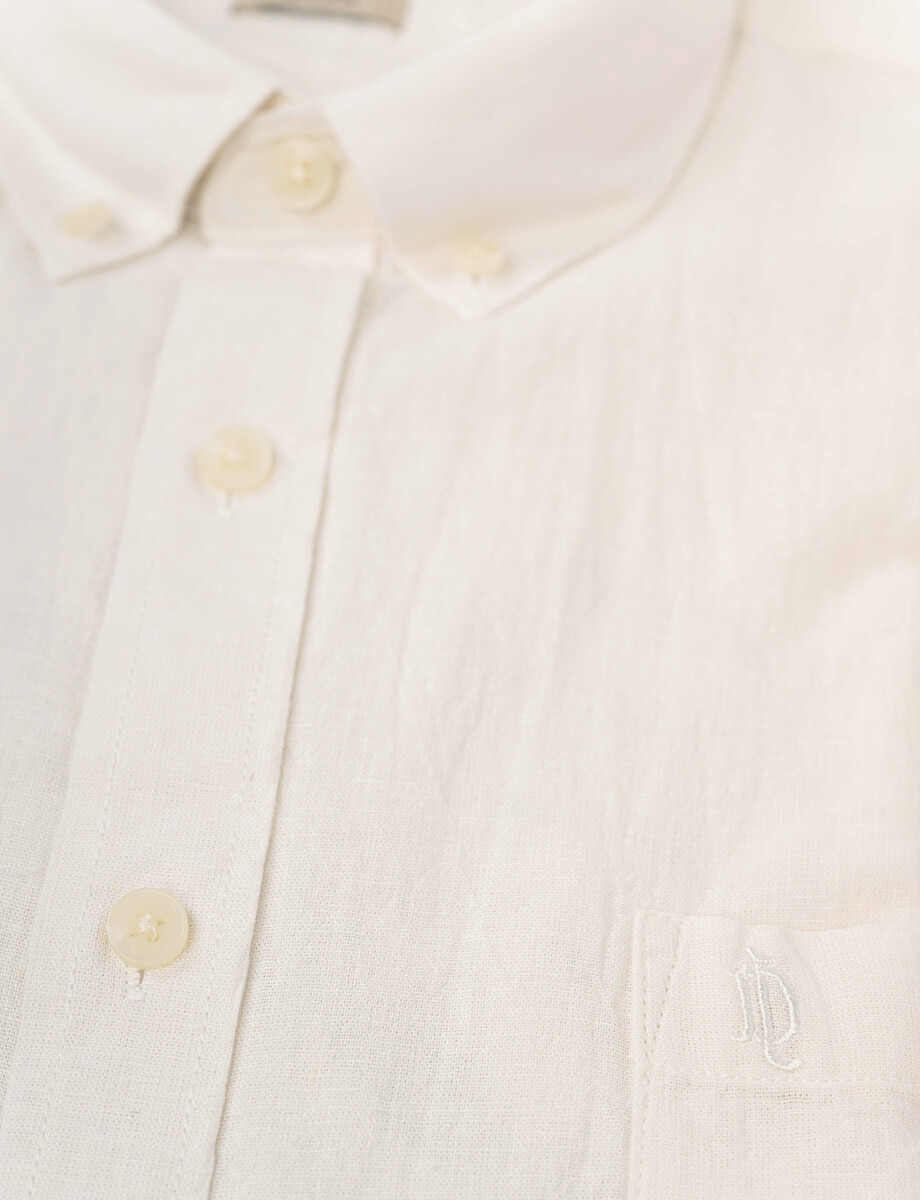Camisa mc lino lisa blanco