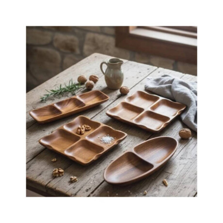 Copetinero Oval 2 Divisiones Madera 32X12X4Cm Copetinero Oval 2 Divisiones Madera 32X12X4Cm