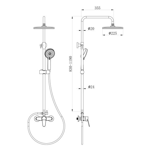 Griferia BARRAl DE DUCHA EN NEGRO MATE - DE AC INOX GAMAS DE NEGRO