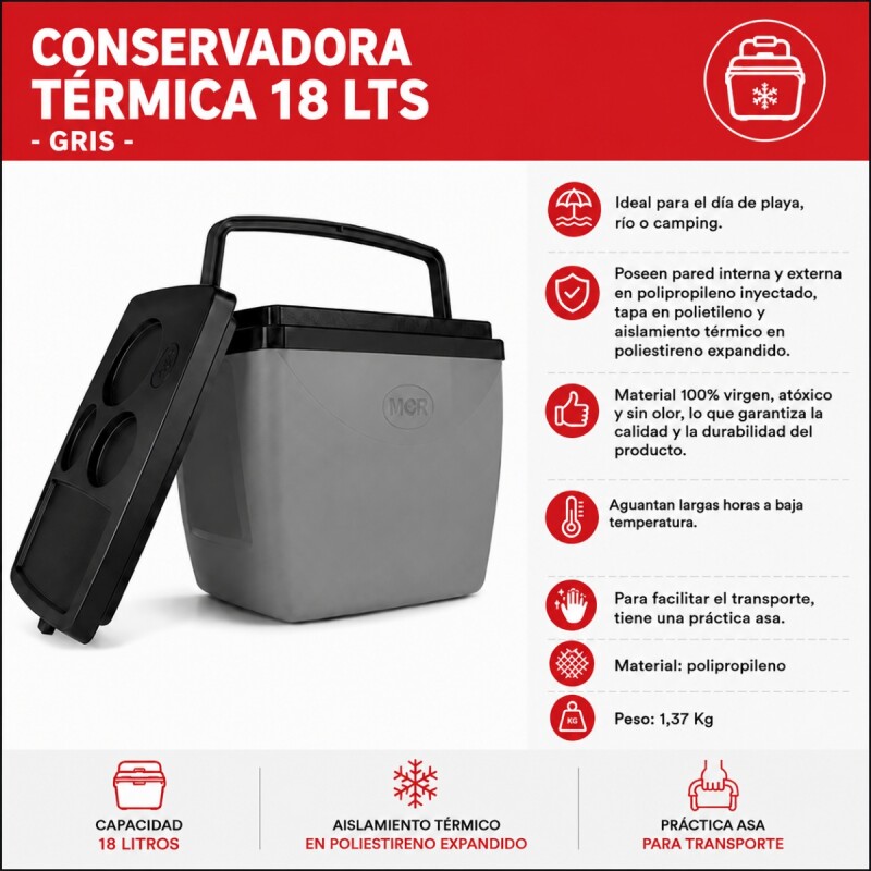 Conservadora térmica 18 lts NEGRO