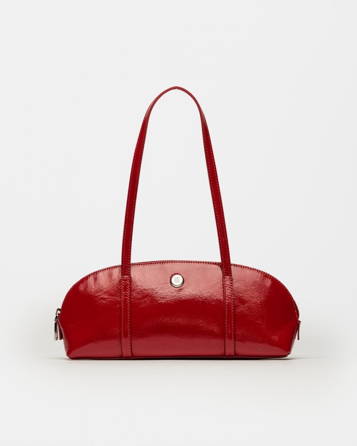 Cartera al hombro Bonnie en cuero charol Rojo