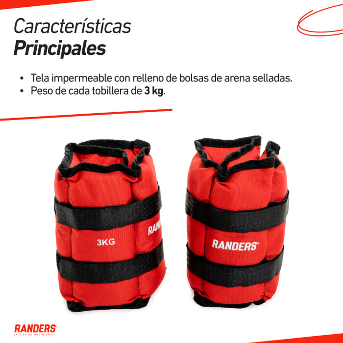 Par De Tobilleras / Muñequeras 3KG - Randers Par De Tobilleras / Muñequeras 3KG - Randers