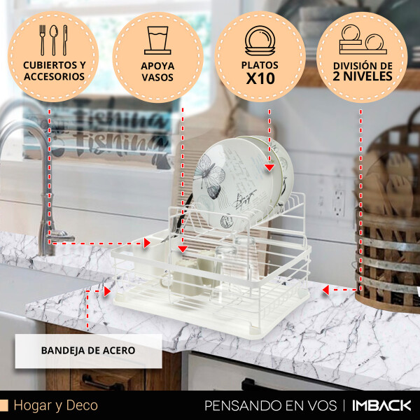 Escurridor de Platos de Cocina Secaplatos de 2 Pisos Blanco Escurridor de Platos de Cocina Secaplatos de 2 Pisos Blanco