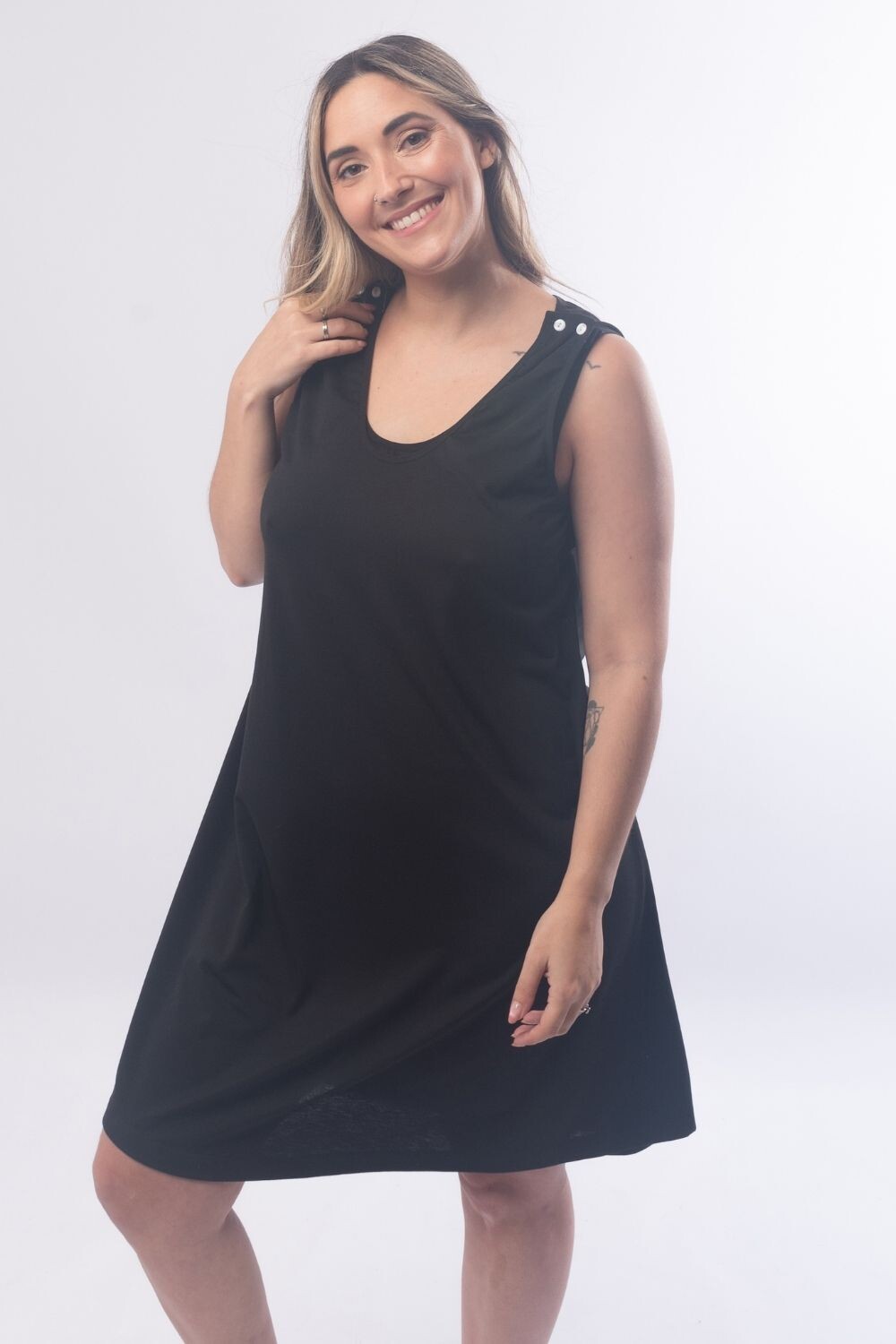 Camisón Maternal Alejandra Negro