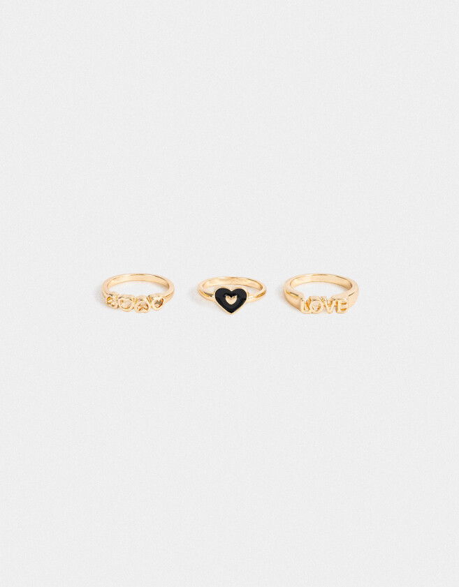 Sets Anillos Con corazón Set De Anillos Con Corazón - Dorado