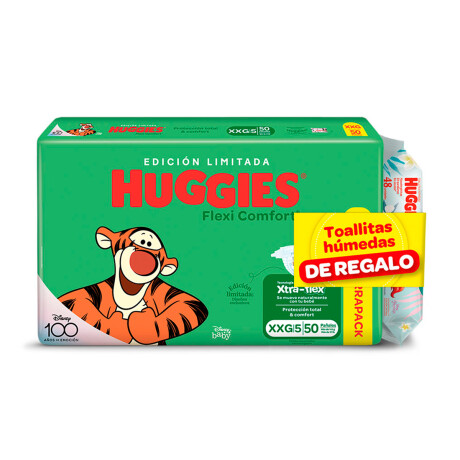 Pañales Huggies Flexi Confort Xxg X50 + Toallitas Húmedas 001