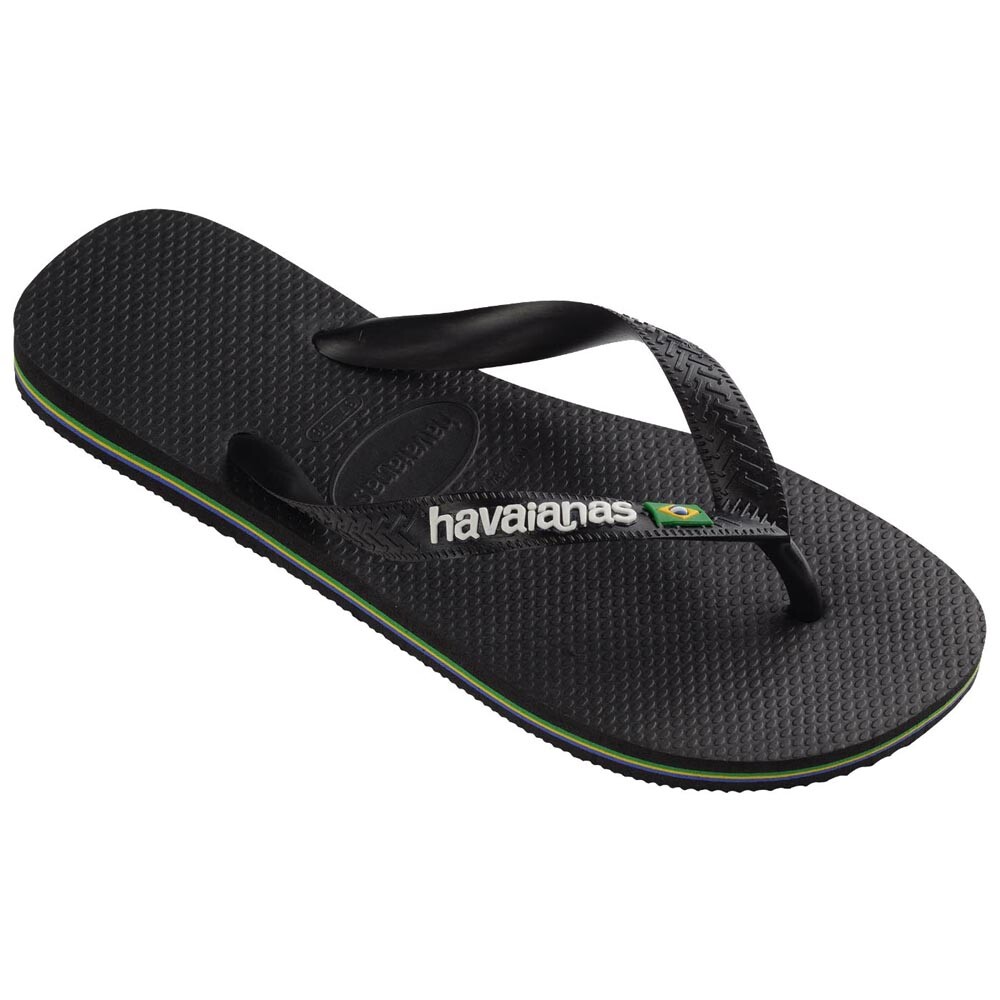 Sandalias Havaianas Brasil Logo Hombre Negro/Negro