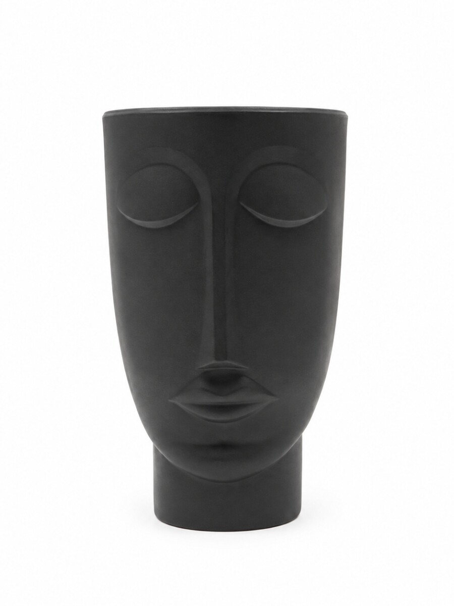 MACETA FACE HOMBRE PLASTICA NEGRO