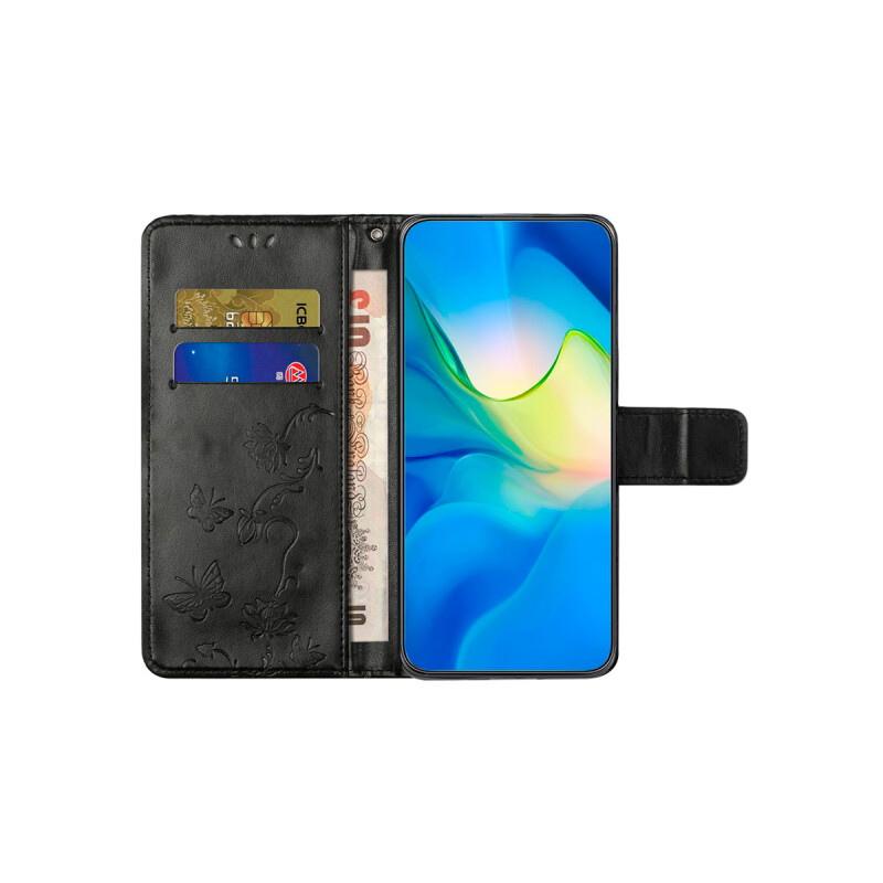 Flip cover para Samsung Galaxy A55 diseño flores color negro Flip Cover Para Samsung Galaxy A55 Diseño Flores Color Negro