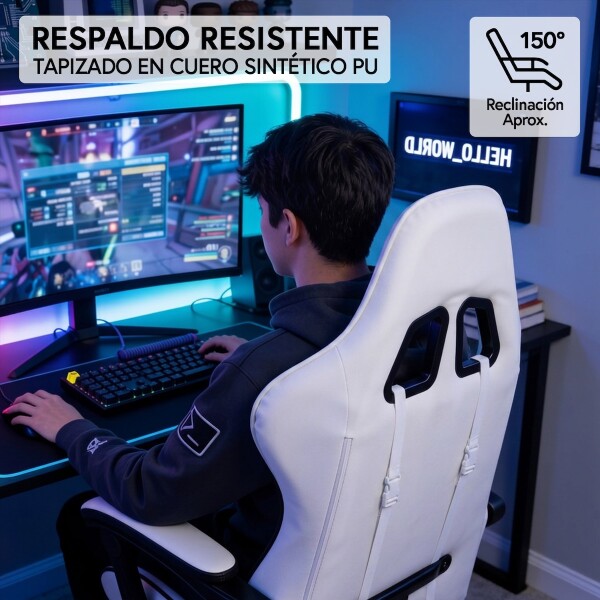 Silla Gamer Ergonomica Escritorio Reclinable Soporta 200kg Imback Blanco con Negro Silla Gamer Ergonomica Escritorio Reclinable Soporta 200kg Imback Blanco con Negro