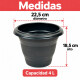 Maceta redonda 4 lts NEGRO