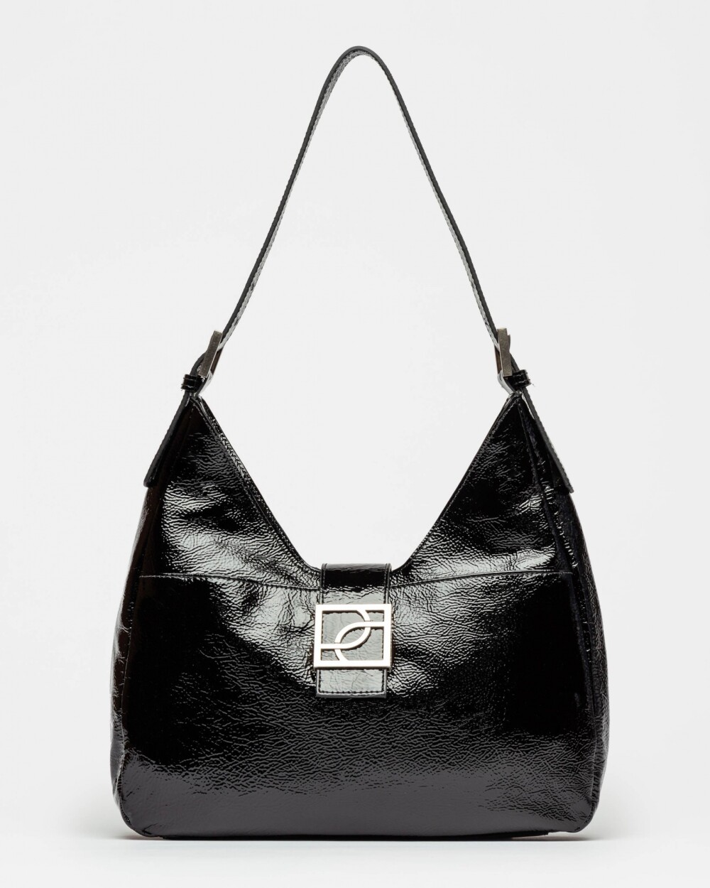 Bolso Signature en cuero charol Negro
